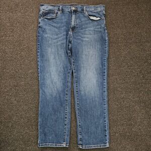 Lucky Brand 410 Athletic Straight Jeans Mens 38x29 Blue Medium Wash Cotton Blend